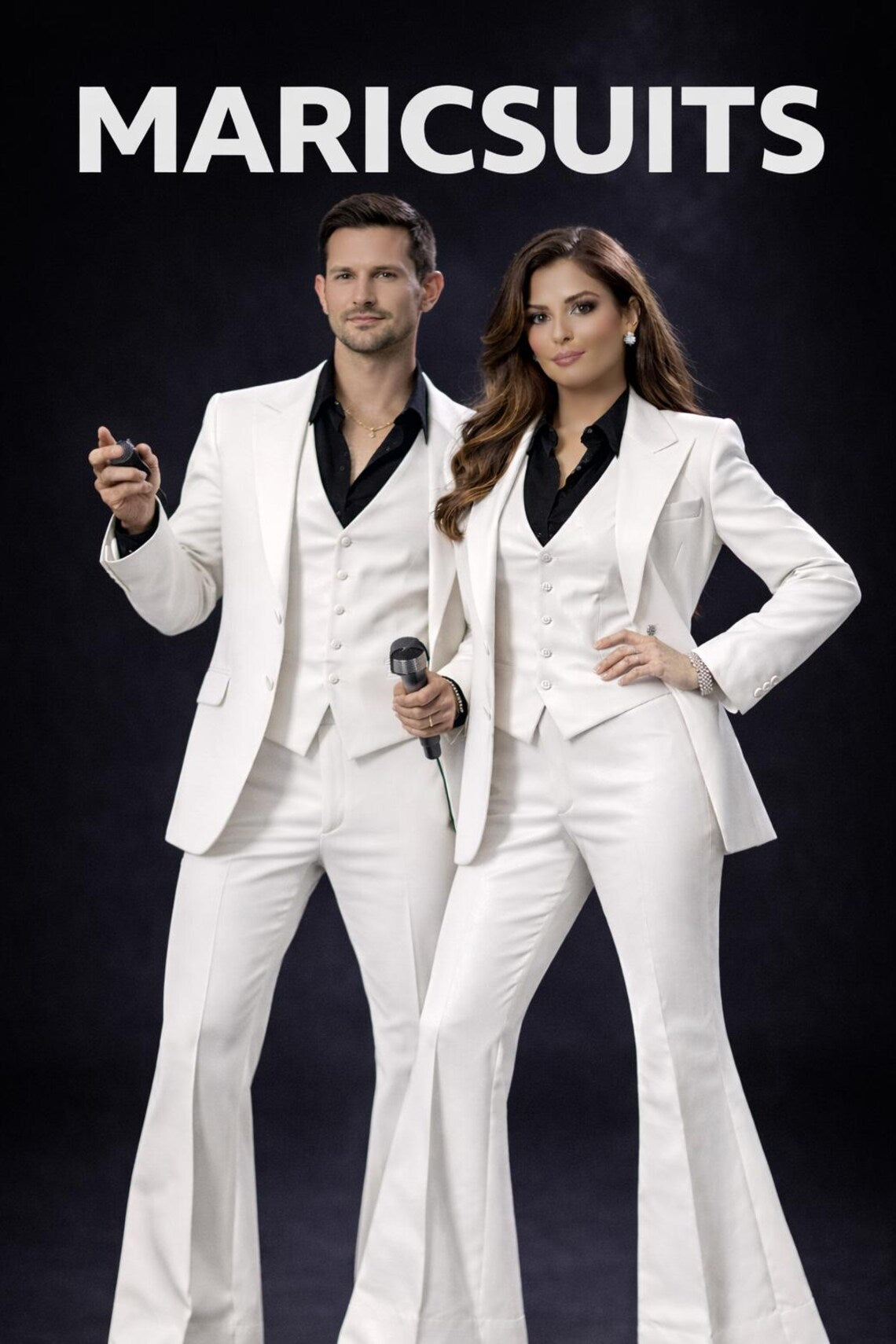 70s Retro Disco Style Matching White Three piece Suit Set Tailored Fit By Maricsuits