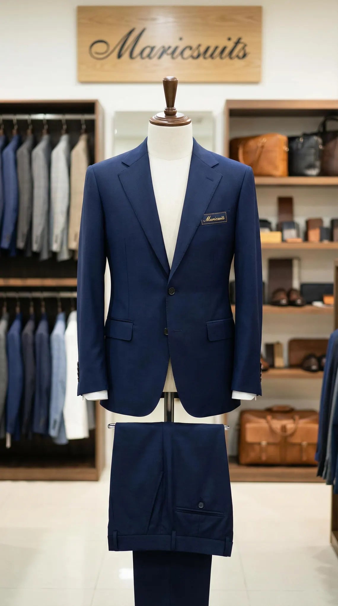 Custom Navy Blue 2-Piece Suit, Men's Wedding Groom Formal Wear, Tailored Fit