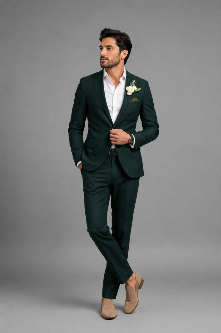 Dark Green Groom Suit, Wedding Reception Suit for Men, Formal Party Suit, Tailored Bespoke Outfit