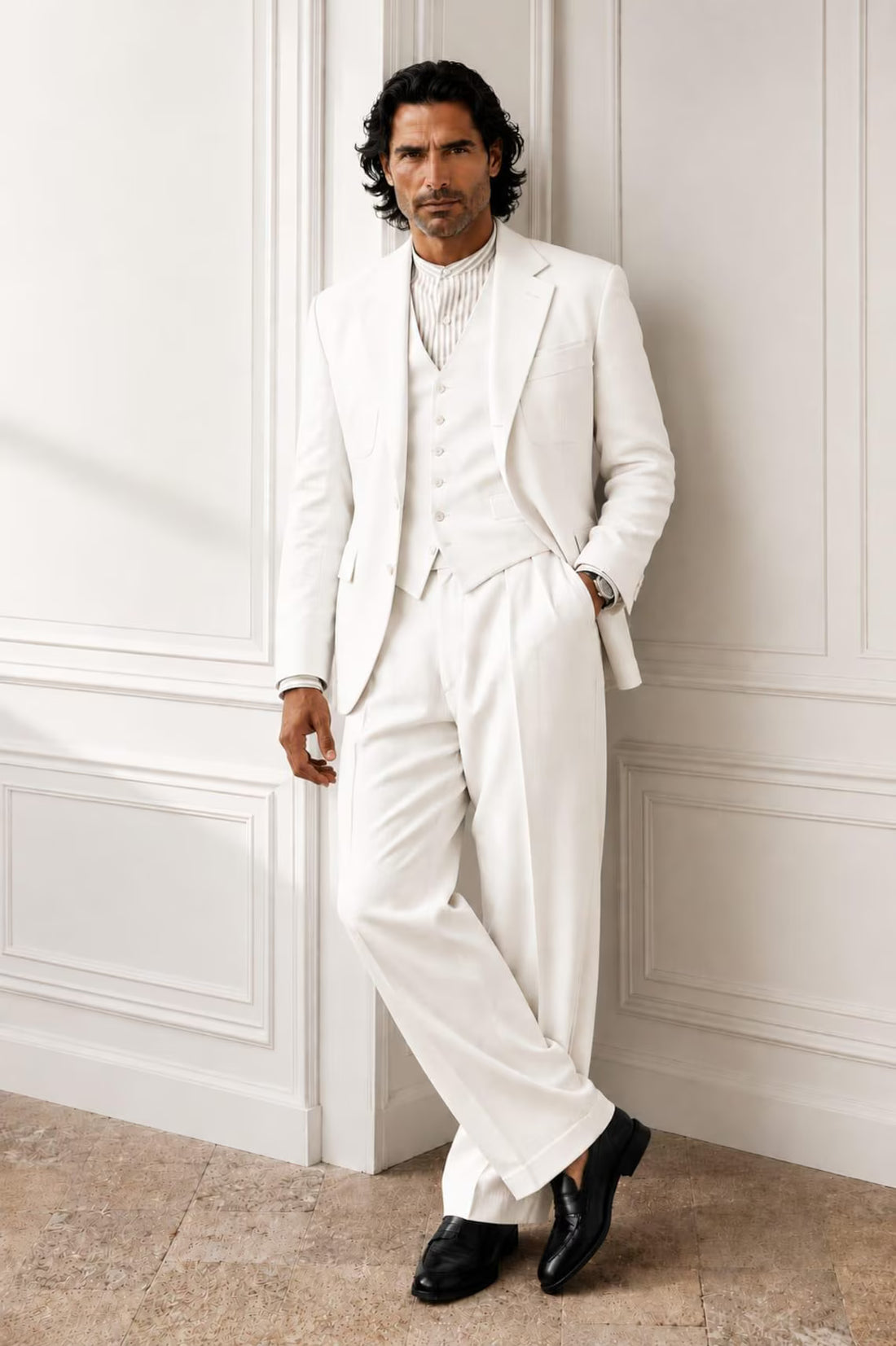 White Formal Suit for Men, Designer Wedding Suit, Three Piece Business & Party Suit, Luxury Menswear