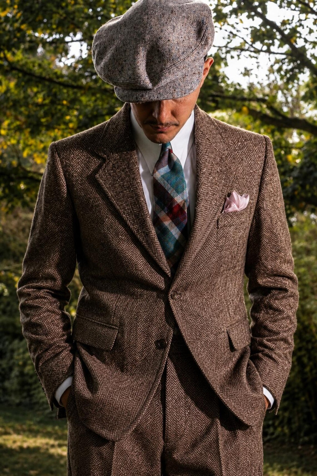Brown Herringbone Tweed Suit for Men, Vintage 3 Piece Suit, Custom Tailored Wedding Suit, Peaky Style Outfit by Maricsuits