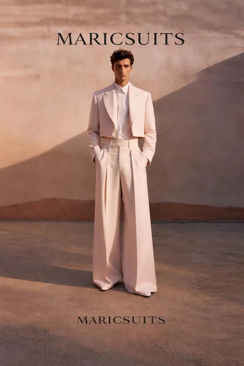 Blush Pink Designer Suit, Modern Formal Wedding Prom Menswear By Maricsuits