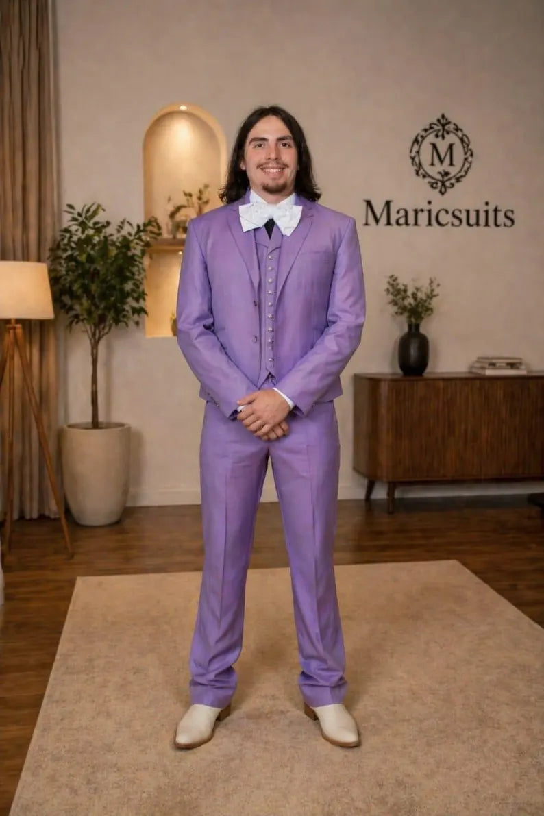 Lavender Tuxedo Suit Men, 3 Piece Wedding Prom Formal Wear, Custom Tailored Groom Outfit