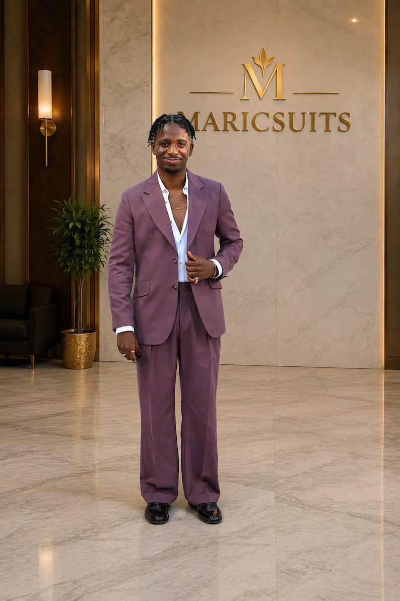 Purple Men’s Suit | Custom Tailored 2 Piece Suit | Wedding Suit for Men | Prom Suit | Modern Formal Wear | MARICSUITS